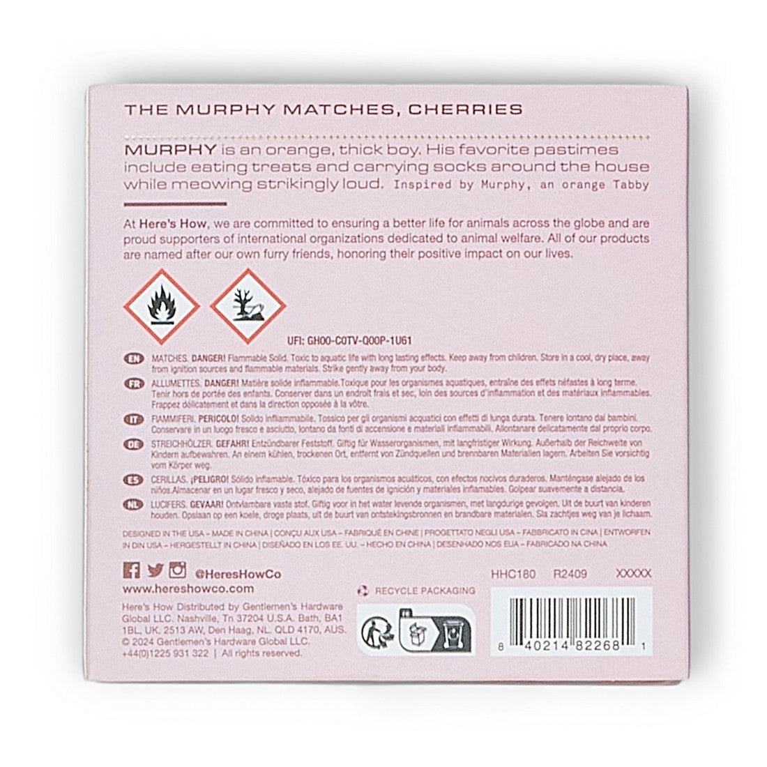 Cherries, 100 Σπίρτα ασφαλείας 11cm, The Murphy Matches - Here's How